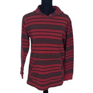 QUIKSILVER Boys Pullover Hoodie Long Sleeve Striped Red Gray XL 22-1